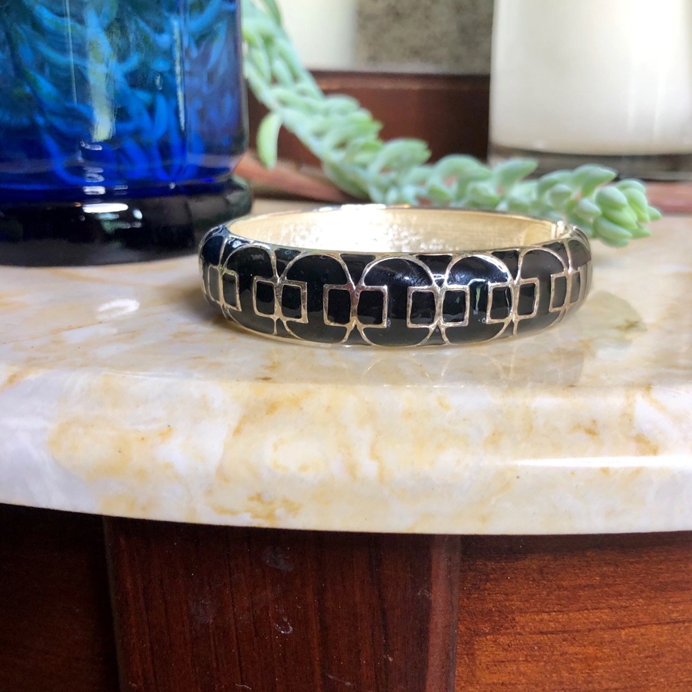 Black and Silver Bangle Bracelet